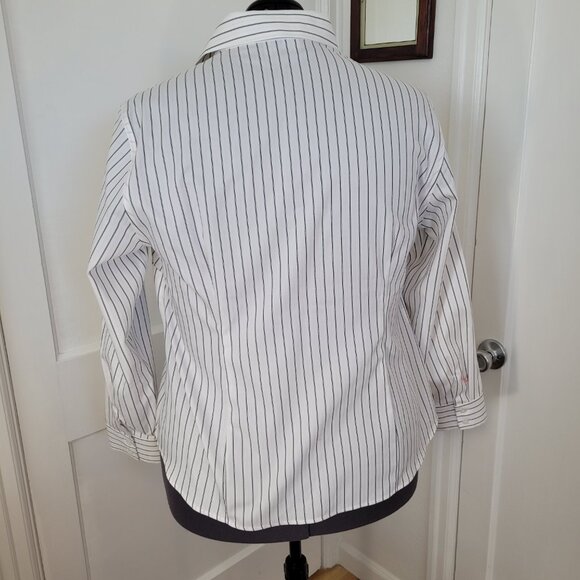 Jones New York Shirt Women's Plus 2X White Stripe Easy Care Button Collar - Picture 2 of 12